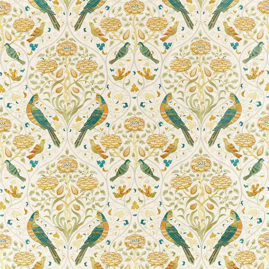 Seasons By May Embroidery Sea Glass & Brick Fabric by Morris & Co - 236826 | Modern 2 Interiors