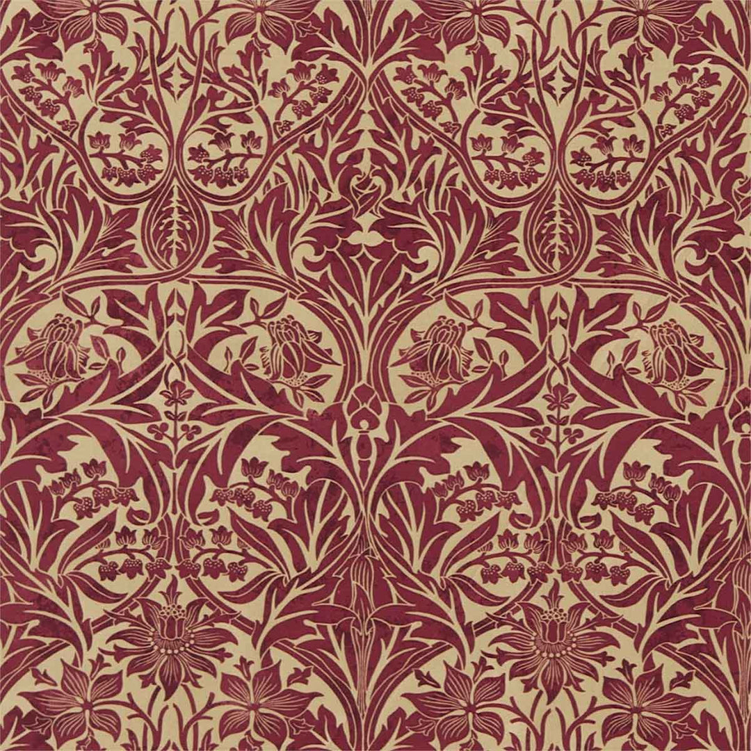 Bluebell Claret & Gold Fabric by Morris & Co - 220332 | Modern 2 Interiors