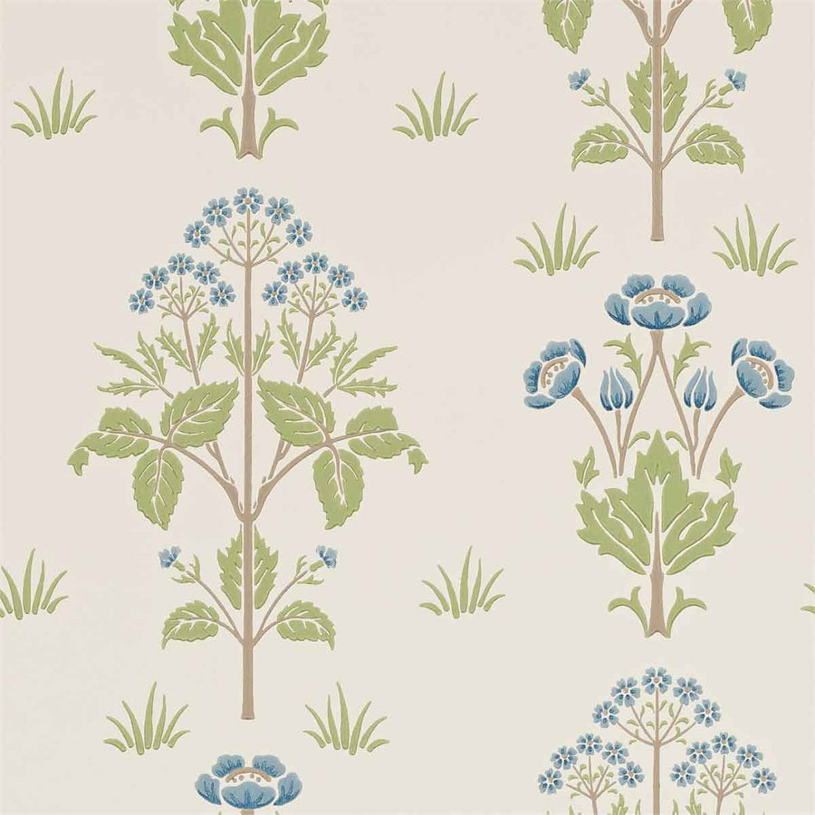 Morris And Co Meadow Sweet Wallpaper - Cornflower & Leaf - 210348 | Modern 2 Interiors