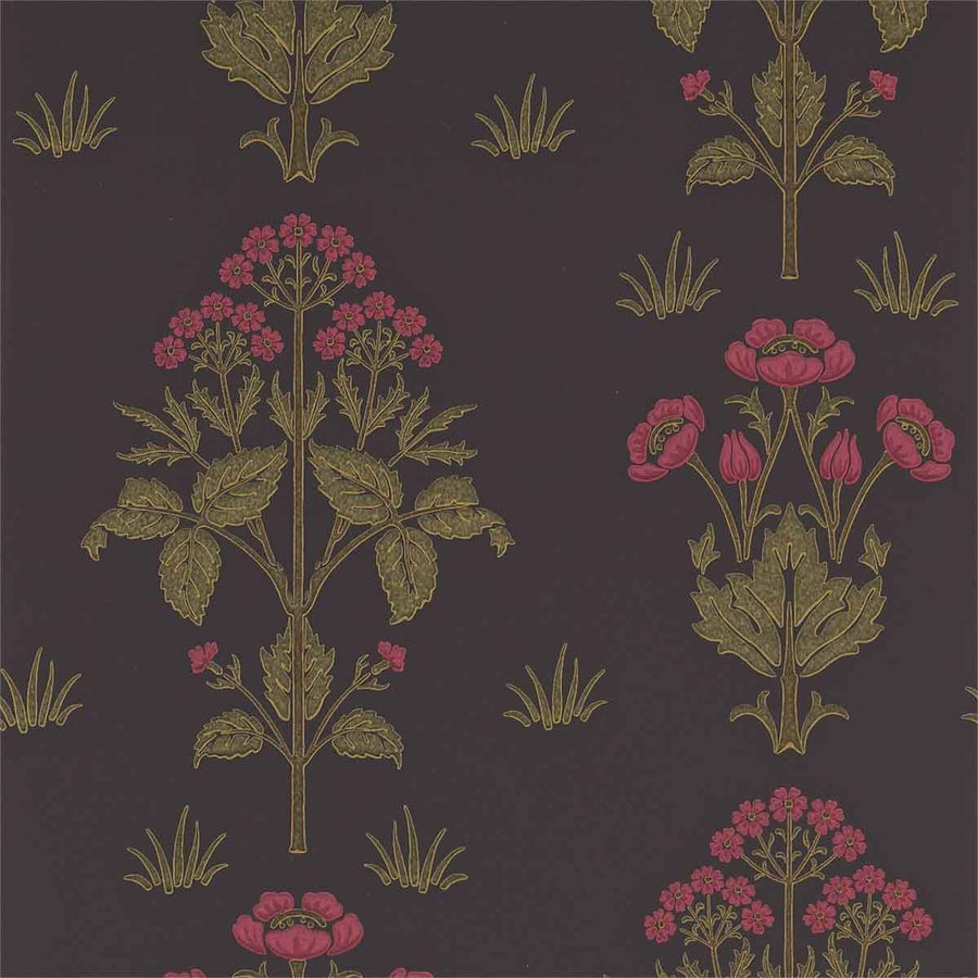 Morris And Co Meadow Sweet Wallpaper - Charcoal & Rose - 210352 | Modern 2 Interiors