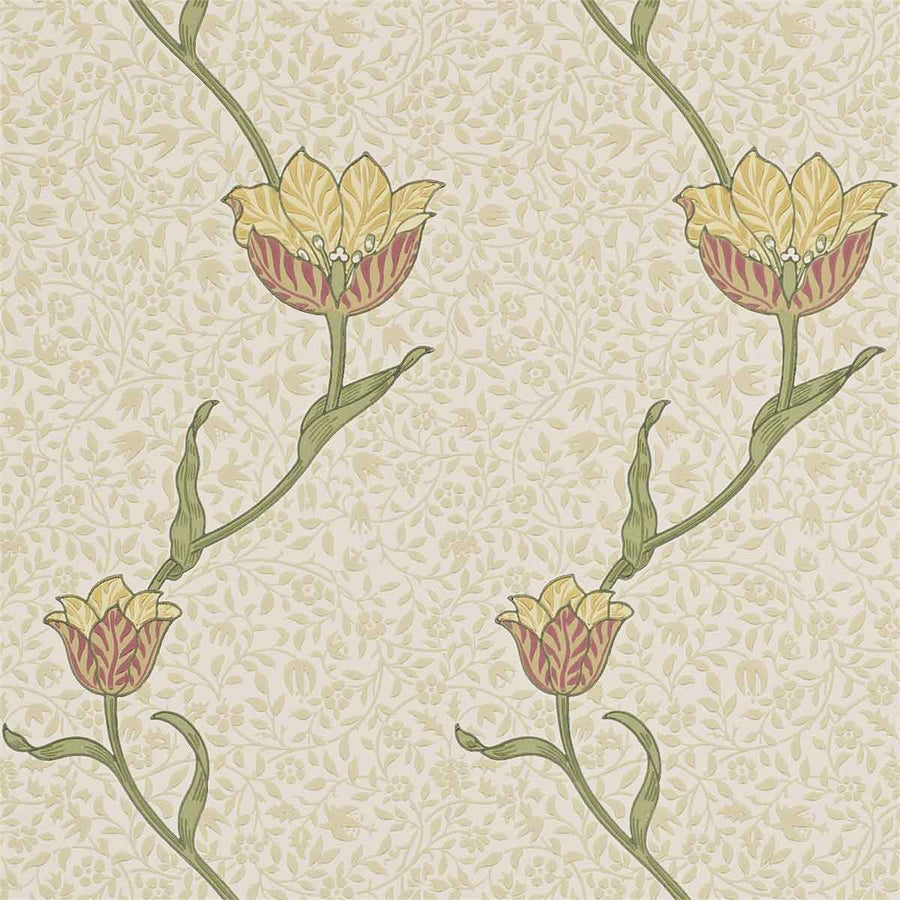 Morris And Co Garden Tulip Wallpaper - Russet & Lichen - 210392 | Modern 2 Interiors