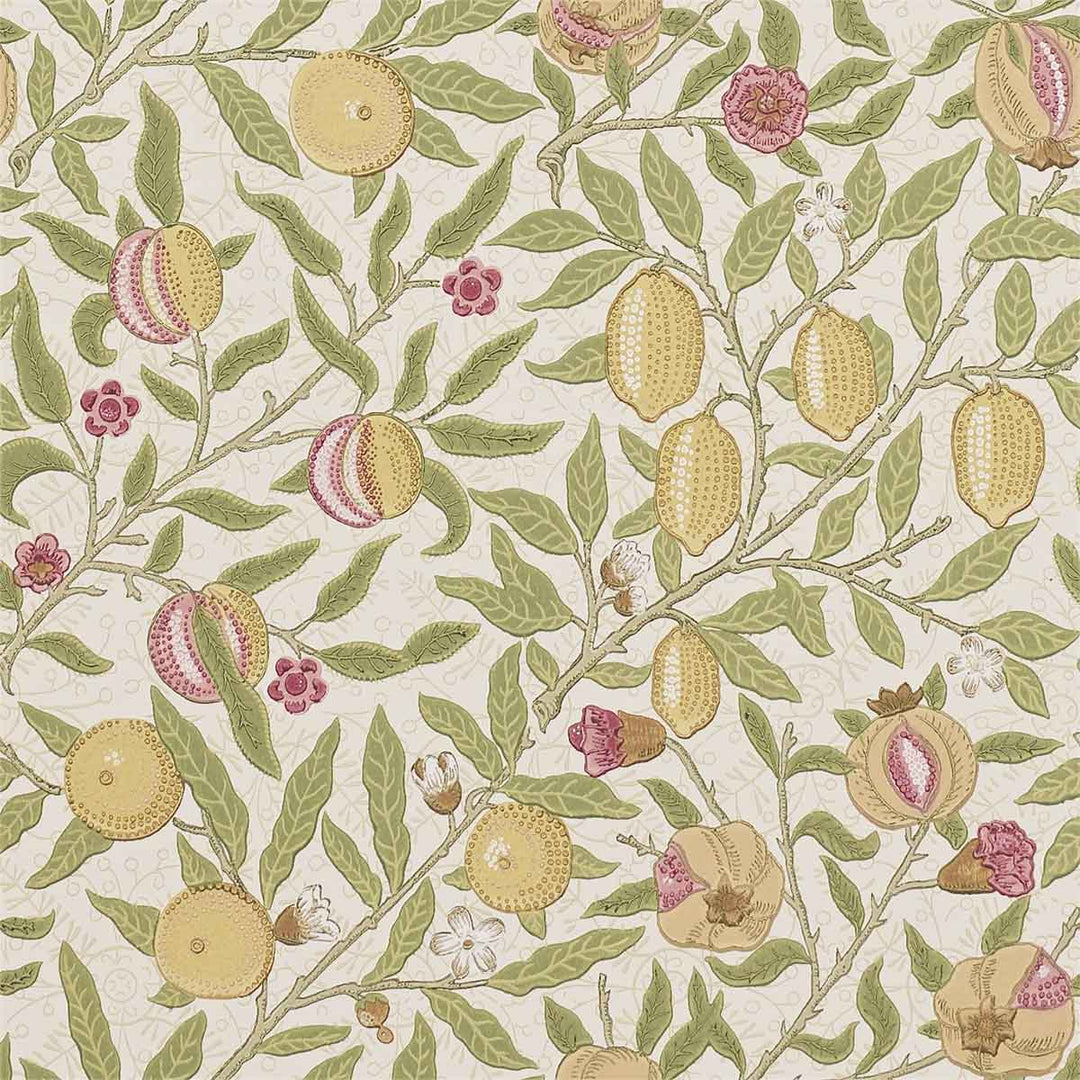 Morris And Co Fruit Wallpaper - Limestone & Artichoke - 210395 | Modern 2 Interiors