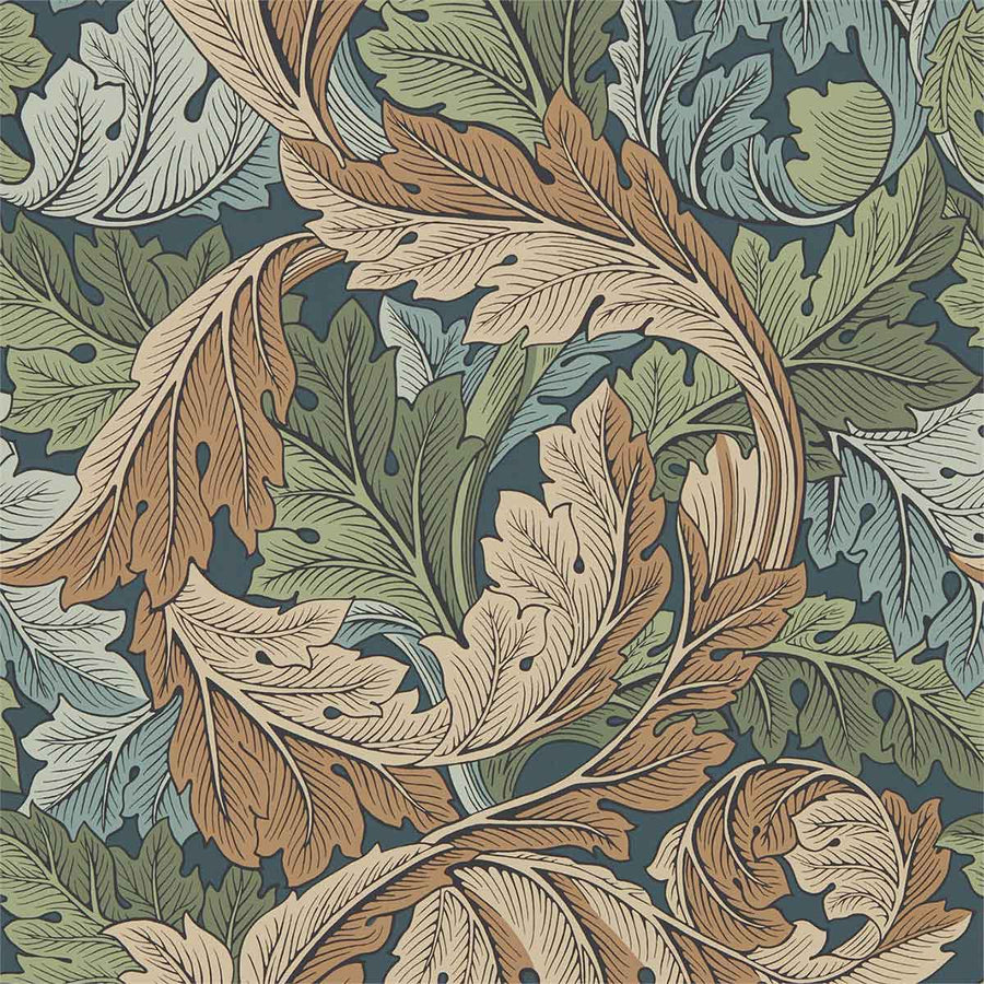 Morris And Co Acanthus Wallpaper - Slate Blue & Thyme - 216440 | Modern 2 Interiors