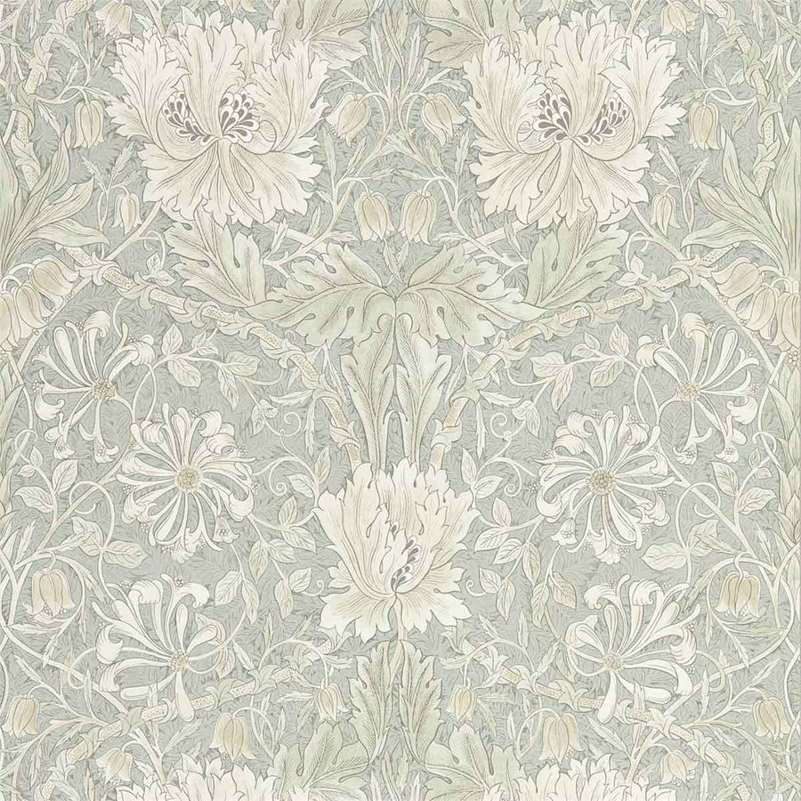 Morris And Co Pure Honeysuckle & Tulip Wallpaper - Grey Blue - 216525 | Modern 2 Interiors