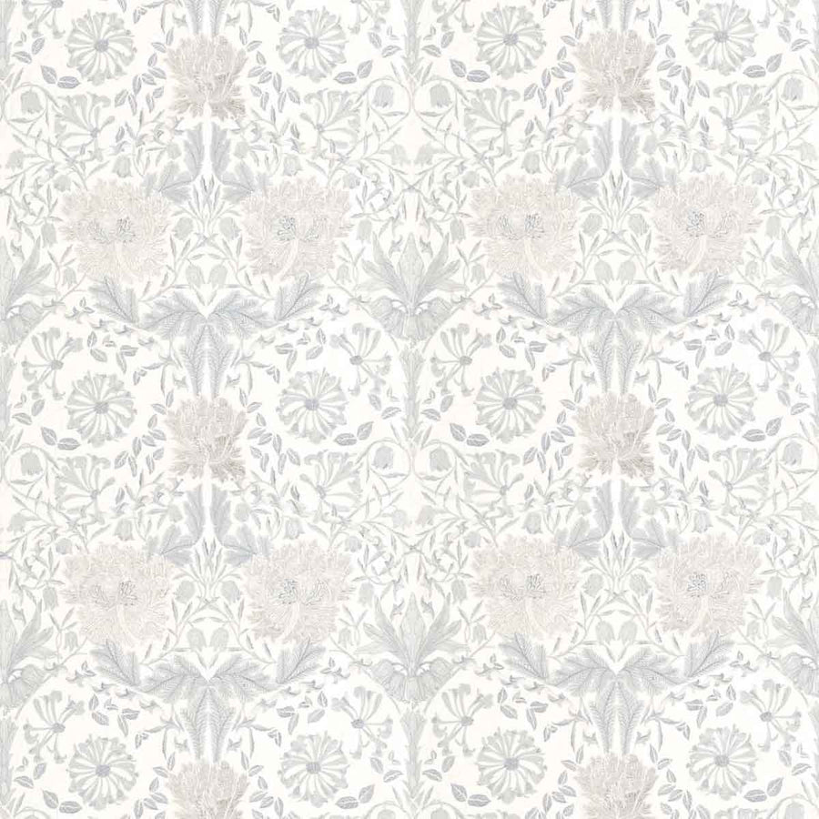Pure Honeysuckle & Tulip Embroidery Lightish Grey Fabric by Morris & Co - 236650 | Modern 2 Interiors
