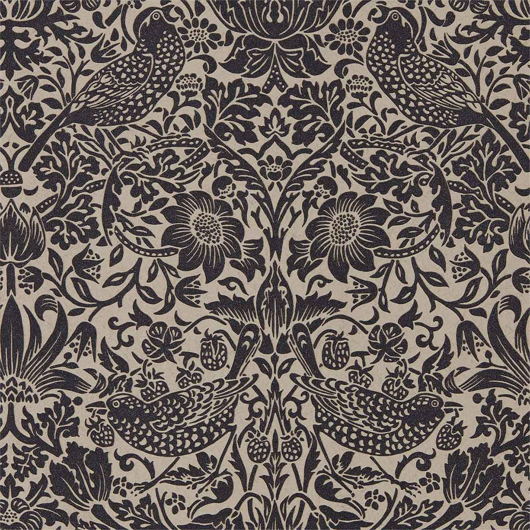 Morris And Co Pure Strawberry Thief Wallpaper - Gilver & Graphite - 216018 | Modern 2 Interiors