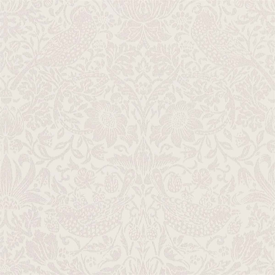 Morris And Co Pure Strawberry Thief Wallpaper - Oyster & Chalk - 216021 | Modern 2 Interiors