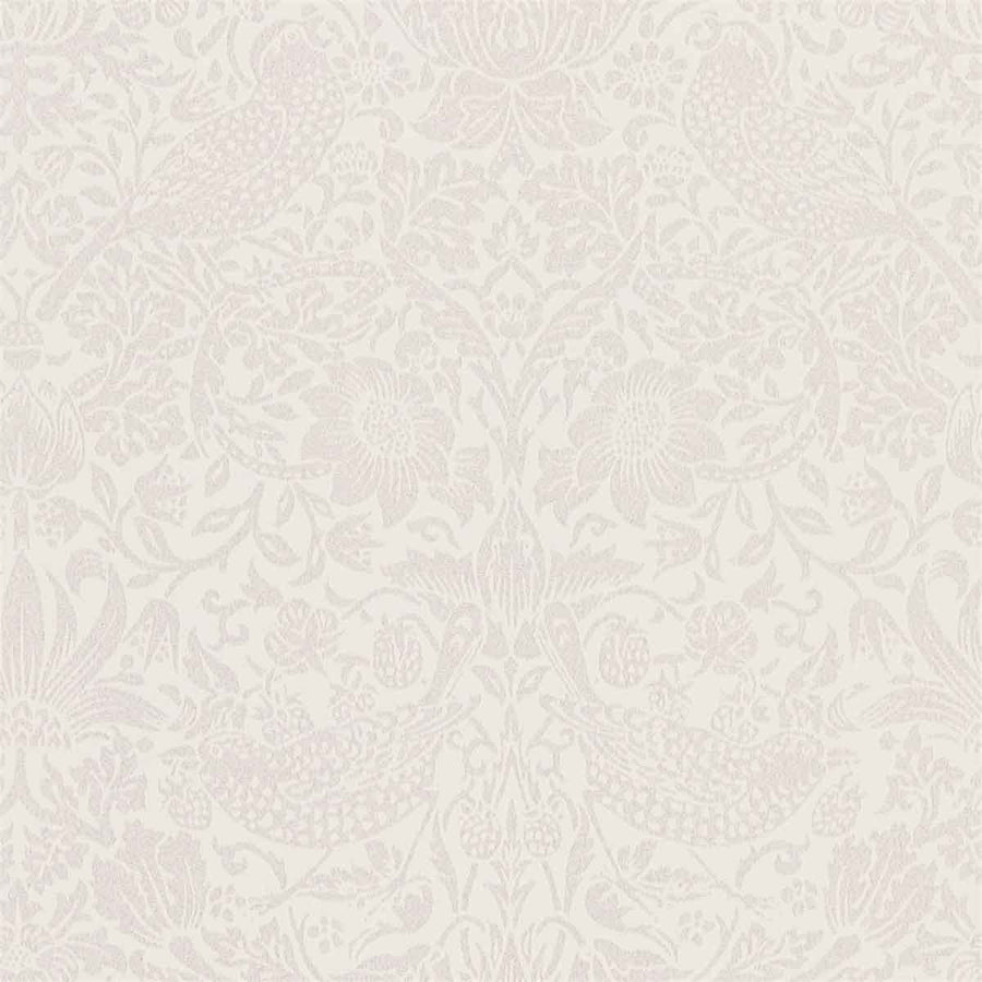 Morris And Co Pure Strawberry Thief Wallpaper - Oyster & Chalk - 216021 | Modern 2 Interiors