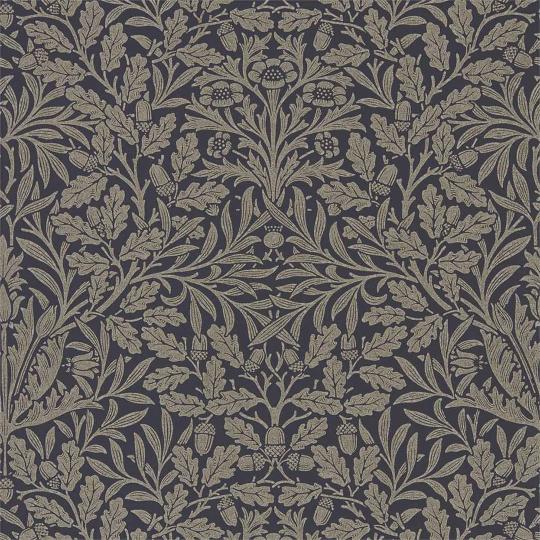Morris And Co Pure Acorn Wallpaper - Charcoal & Gilver - 216033 | Modern 2 Interiors