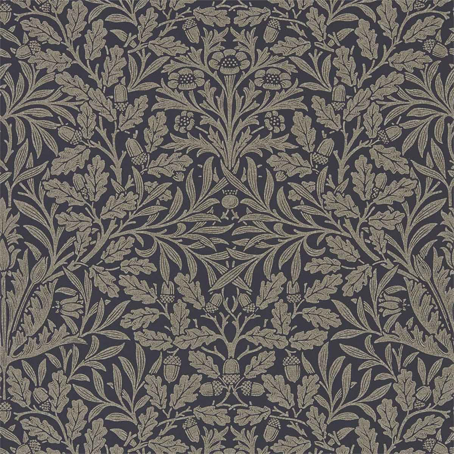 Morris And Co Pure Acorn Wallpaper - Charcoal & Gilver - 216033 | Modern 2 Interiors