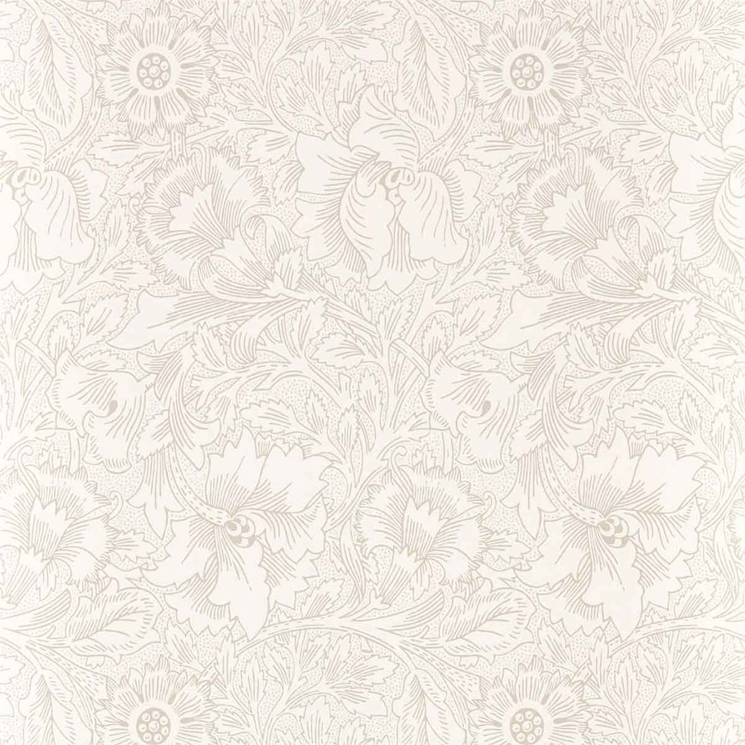 Morris And Co Pure Poppy Wallpaper - Ecru & Stone - 216034 | Modern 2 Interiors