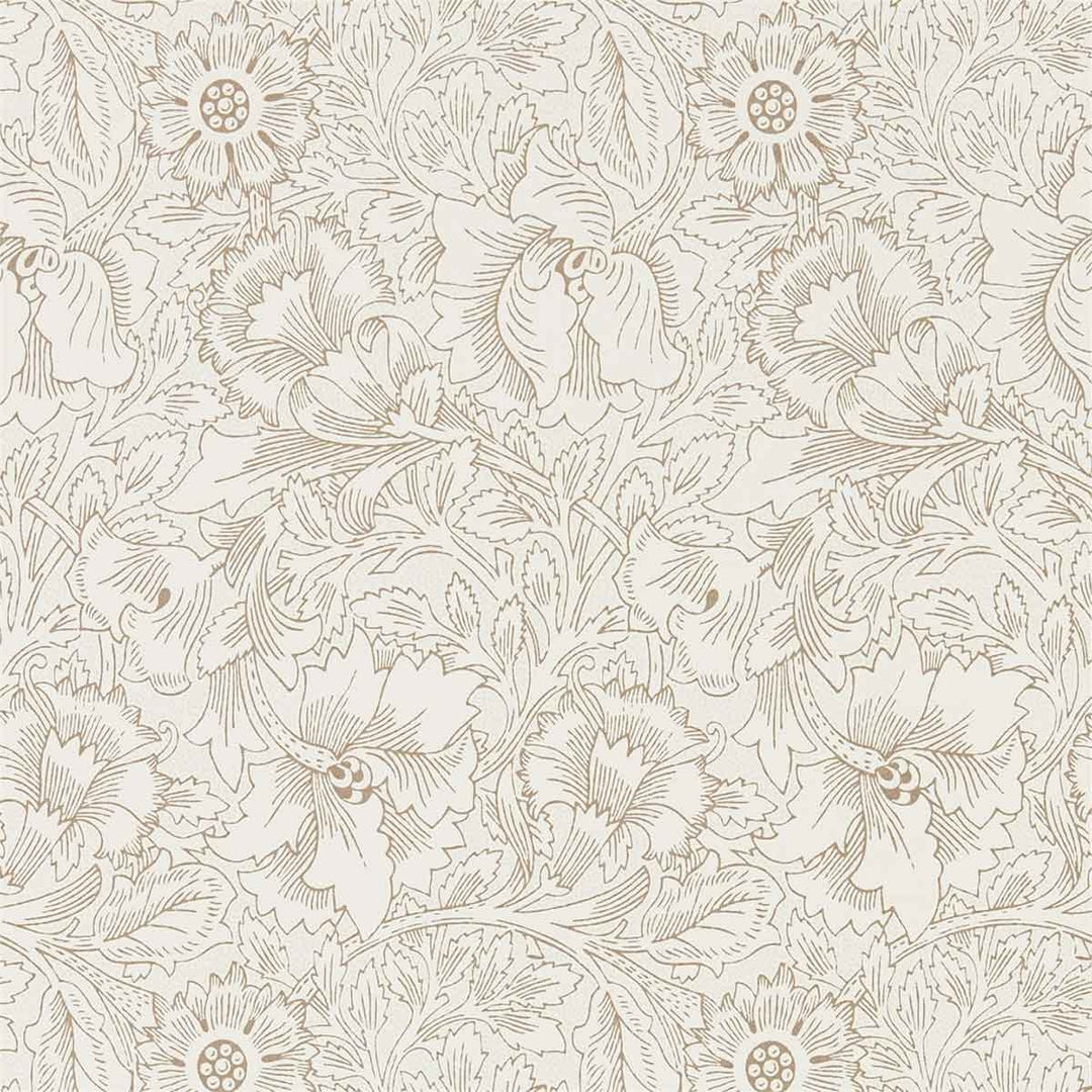 Morris And Co Pure Poppy Wallpaper - Cream & Gold - 216035 | Modern 2 Interiors