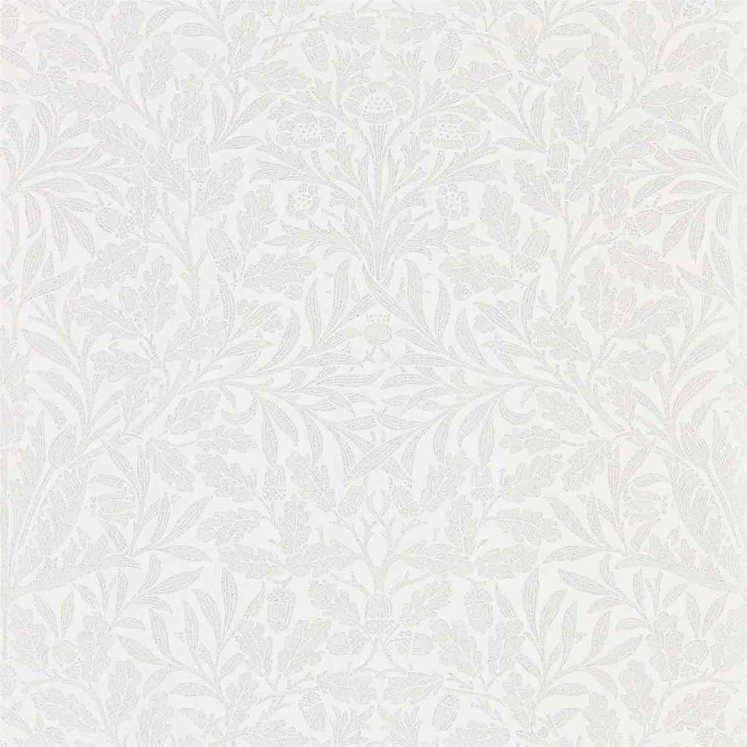 Morris And Co Pure Acorn Wallpaper - Chalk & Silver - 216043 | Modern 2 Interiors