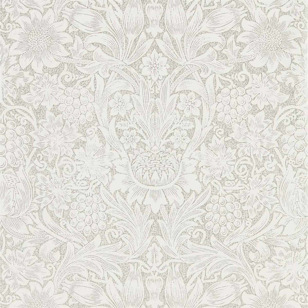 Morris And Co Pure Sunflower Wallpaper - Chalk & Silver - 216049 | Modern 2 Interiors
