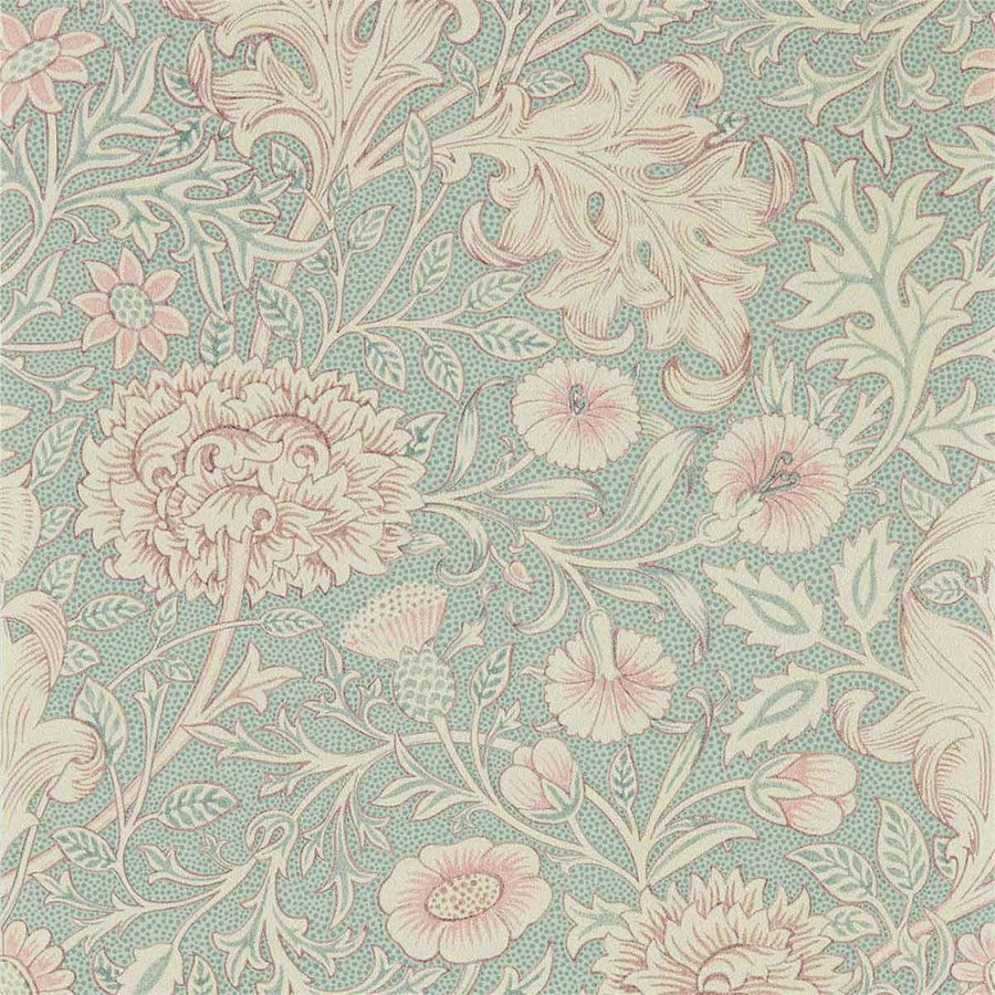 Morris And Co Double Bough Wallpaper - Teal Rose - 216680 | Modern 2 Interiors
