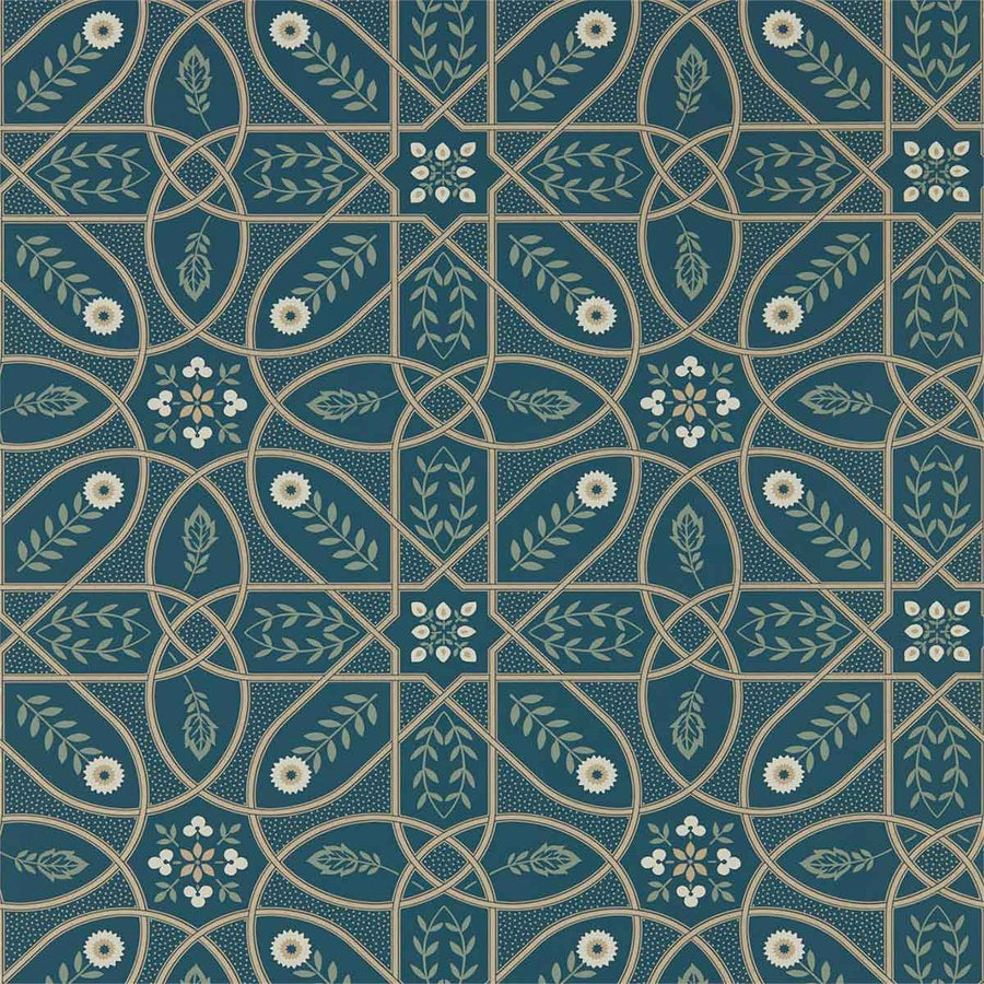 Morris And Co Brophy Trellis Wallpaper - Deep Teal - 216699 | Modern 2 Interiors