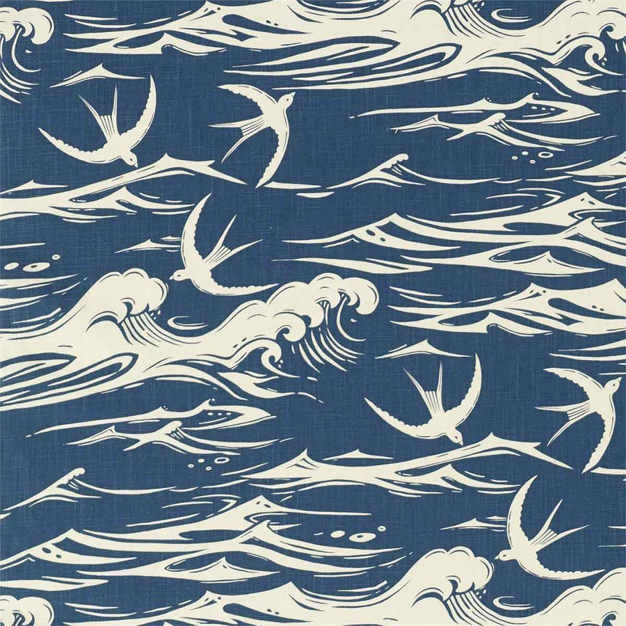 Swallows At Sea Navy Fabric by Sanderson - 226741 | Modern 2 Interiors