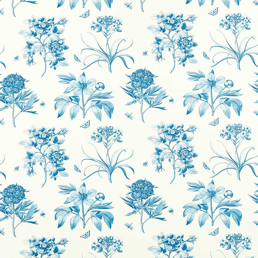 Etching & Roses China Blue Fabric by Sanderson - 226869 | Modern 2 Interiors