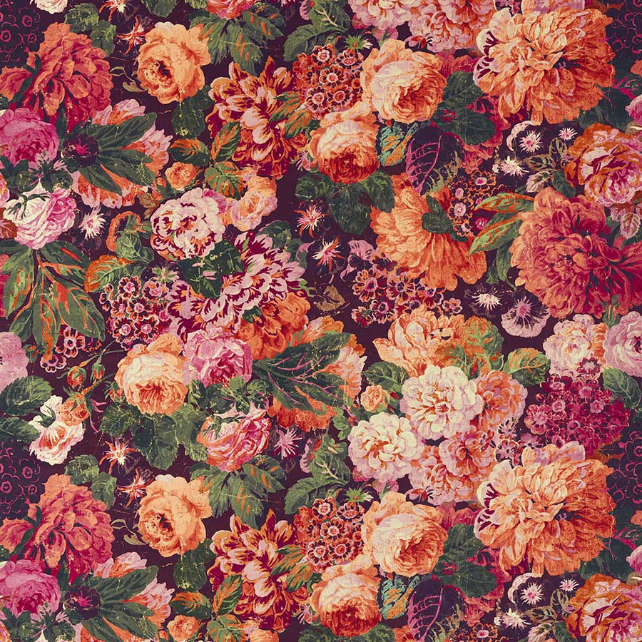 Very Rose & Peony Wild Plum Fabric by Sanderson - 226883 | Modern 2 Interiors