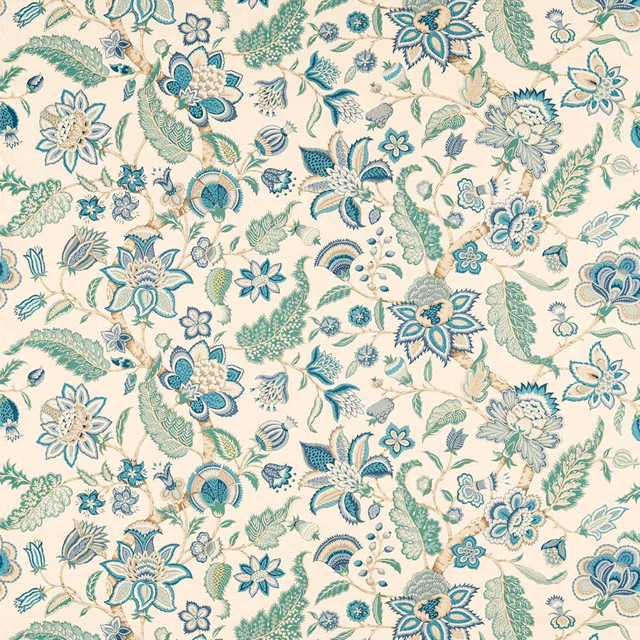 Newham Courtney Eucalyptus & Cadet Blue Fabric by Sanderson - 226887 | Modern 2 Interiors