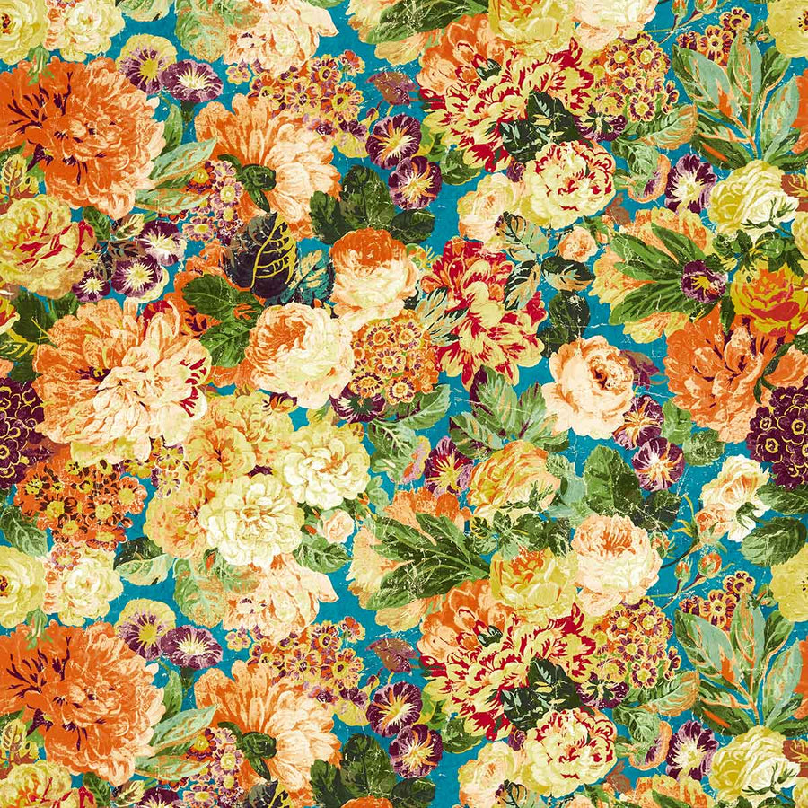 Very Rose & Peony Kingfisher & Rowan Berry Wallpaper by Sanderson - DOSW217027 | Modern 2 Interiors