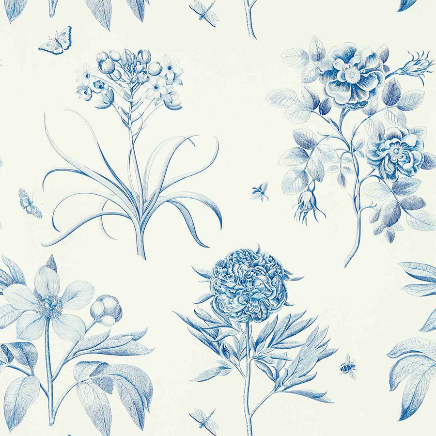 Etchings China Blue Wallpaper by Sanderson - DOSW217052 | Modern 2 Interiors