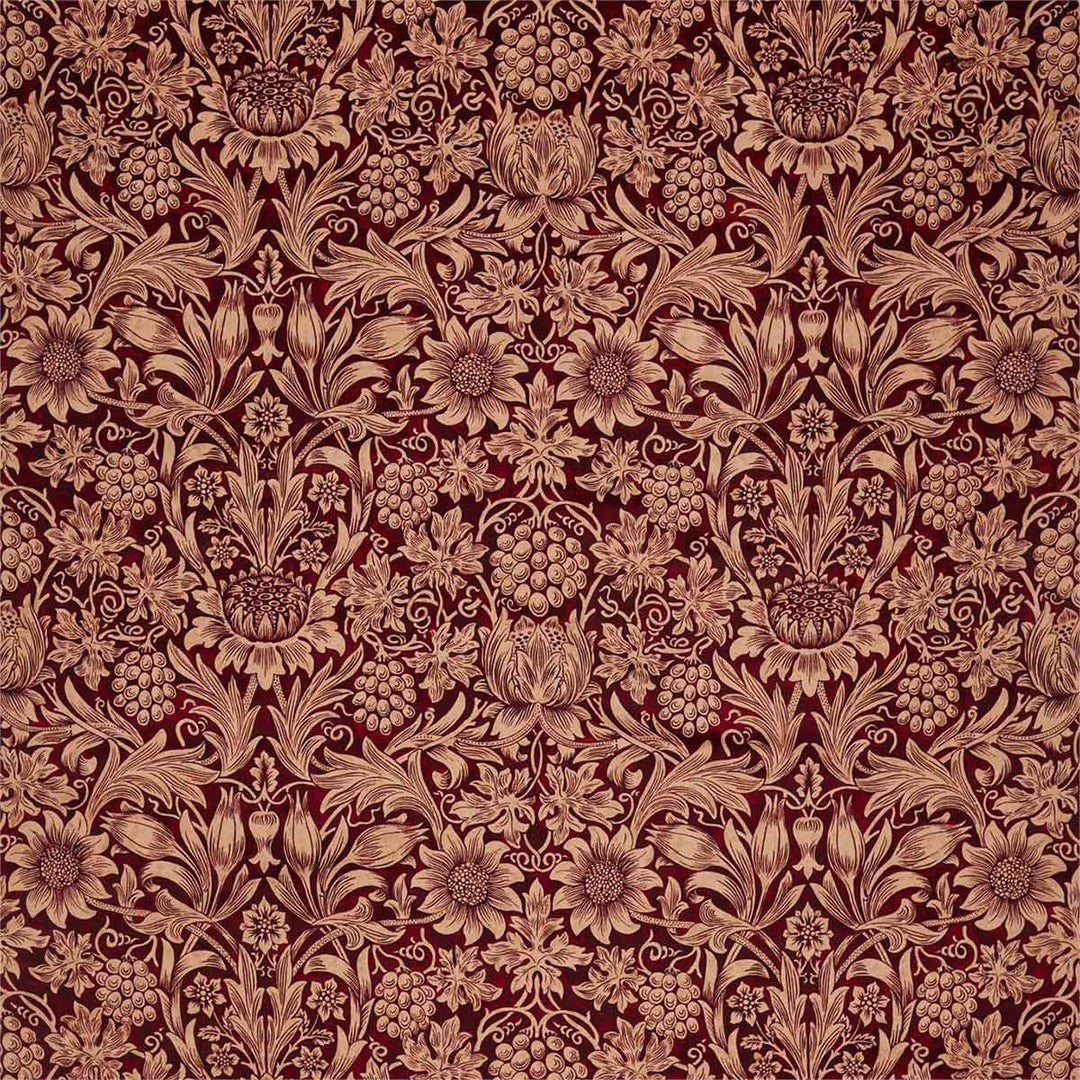 Sunflower Velvet Kermes & Birch Fabric by Morris & Co - 236928 | Modern 2 Interiors