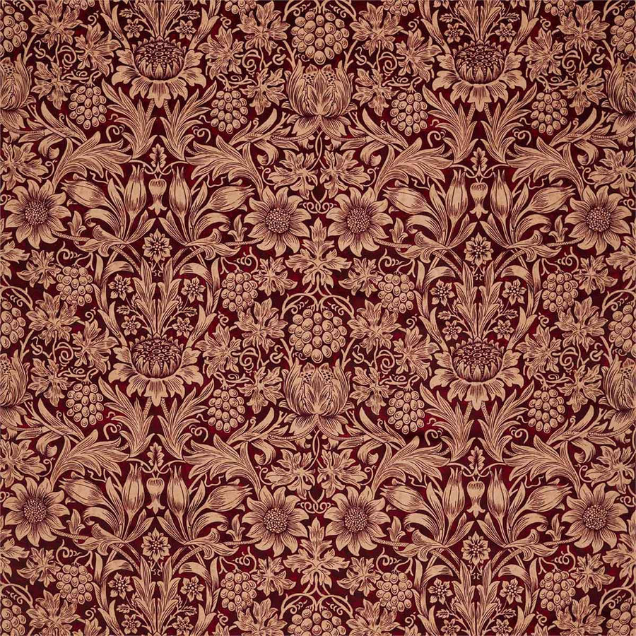 Sunflower Velvet Kermes & Birch Fabric by Morris & Co - 236928 | Modern 2 Interiors