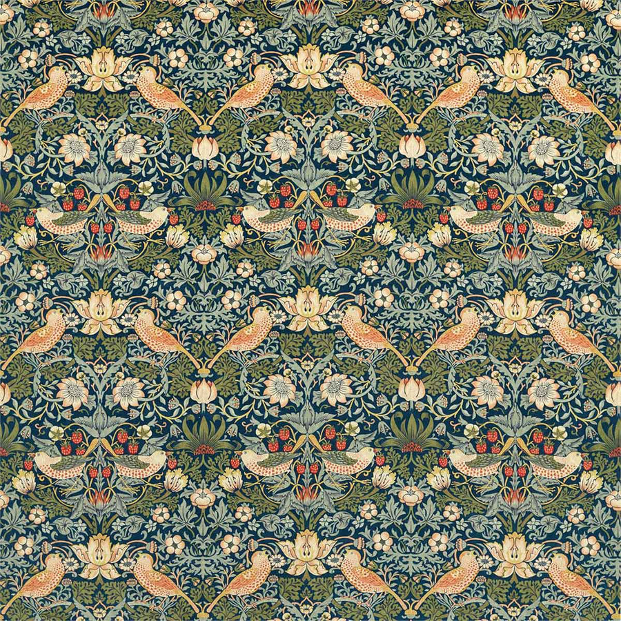 Strawberry Thief Velvet Indigo & Thyme Fabric by Morris & Co - 236932 | Modern 2 Interiors