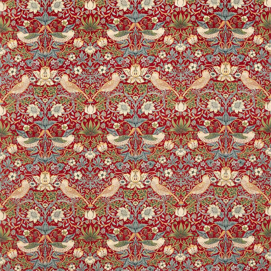 Strawberry Thief Velvet Crimson & Slate Fabric by Morris & Co - 236933 | Modern 2 Interiors