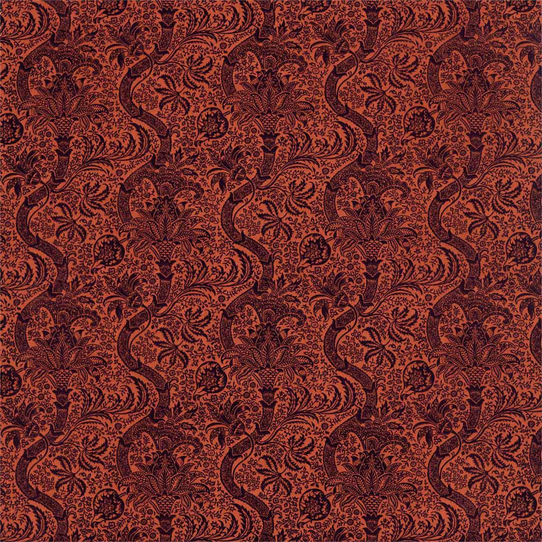Indian Flock Velvet Russet & Mulberry Fabric by Morris & Co - 236943 | Modern 2 Interiors