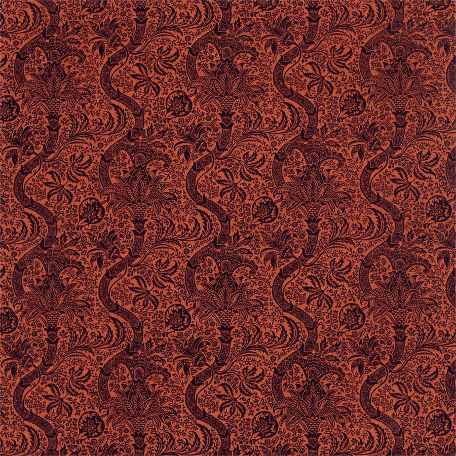 Indian Flock Velvet Russet & Mulberry Fabric by Morris & Co - 236943 | Modern 2 Interiors