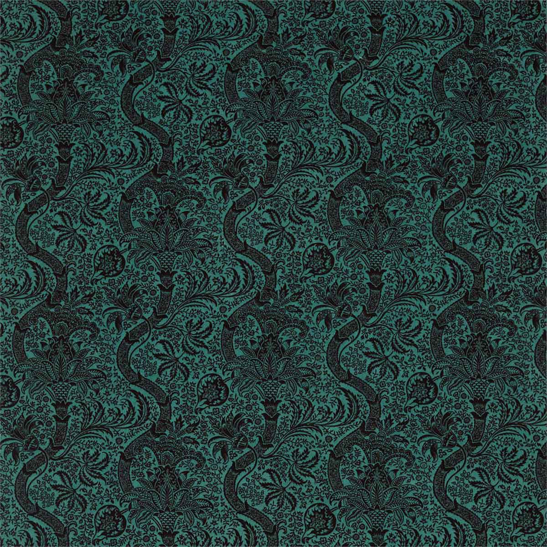 Indian Flock Velvet Cerulean & Walnut Fabric by Morris & Co - 236944 | Modern 2 Interiors