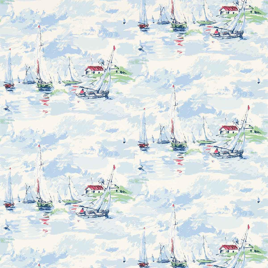 Sail Away Sky Blue Wallpaper by Sanderson - DVIN214590 | Modern 2 Interiors