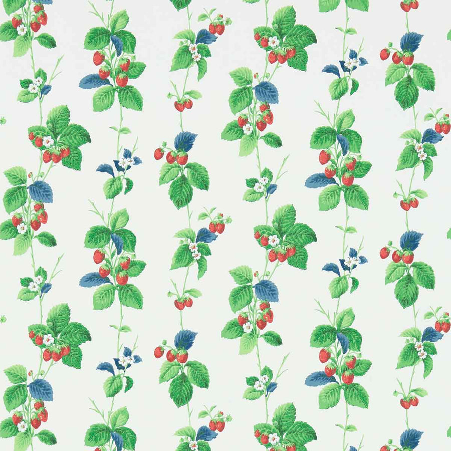 Summer Strawberries Strawberry & Leaf Wallpaper by Sanderson - 214592 | Modern 2 Interiors