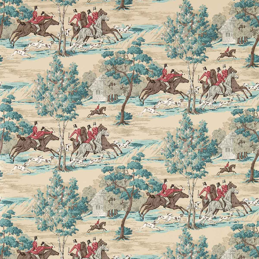 Tally Ho Teal & Ruby Wallpaper by Sanderson - DVIN214597 | Modern 2 Interiors