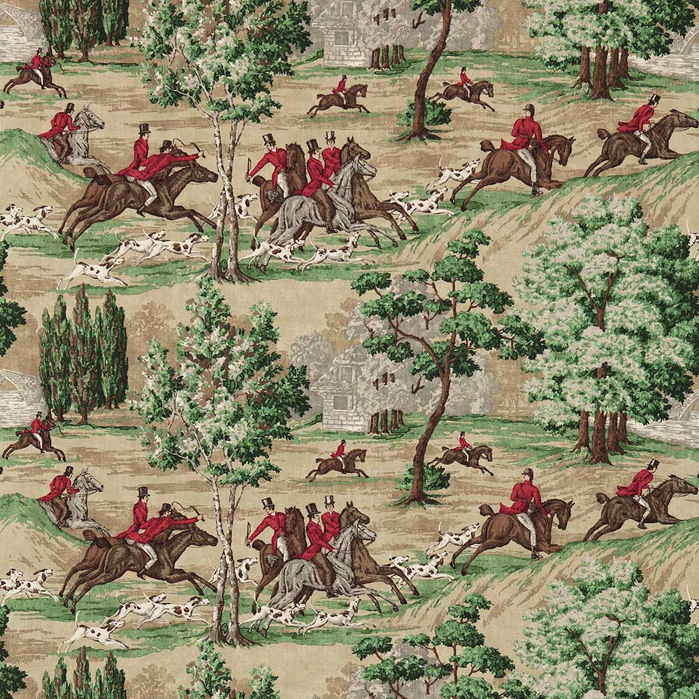 Tally Ho Evergreen & Crimson Fabric by Sanderson - 224338 | Modern 2 Interiors