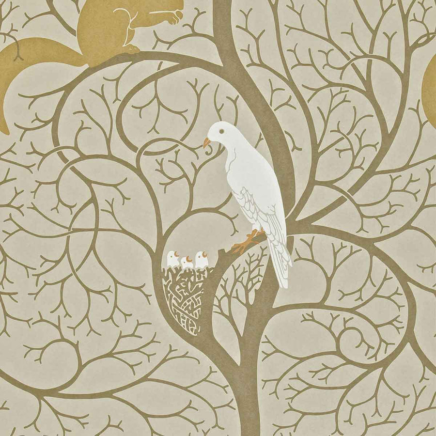 Squirrel & Dove Linen & Ivory Wallpaper by Sanderson - DVIWSQ101 | Modern 2 Interiors