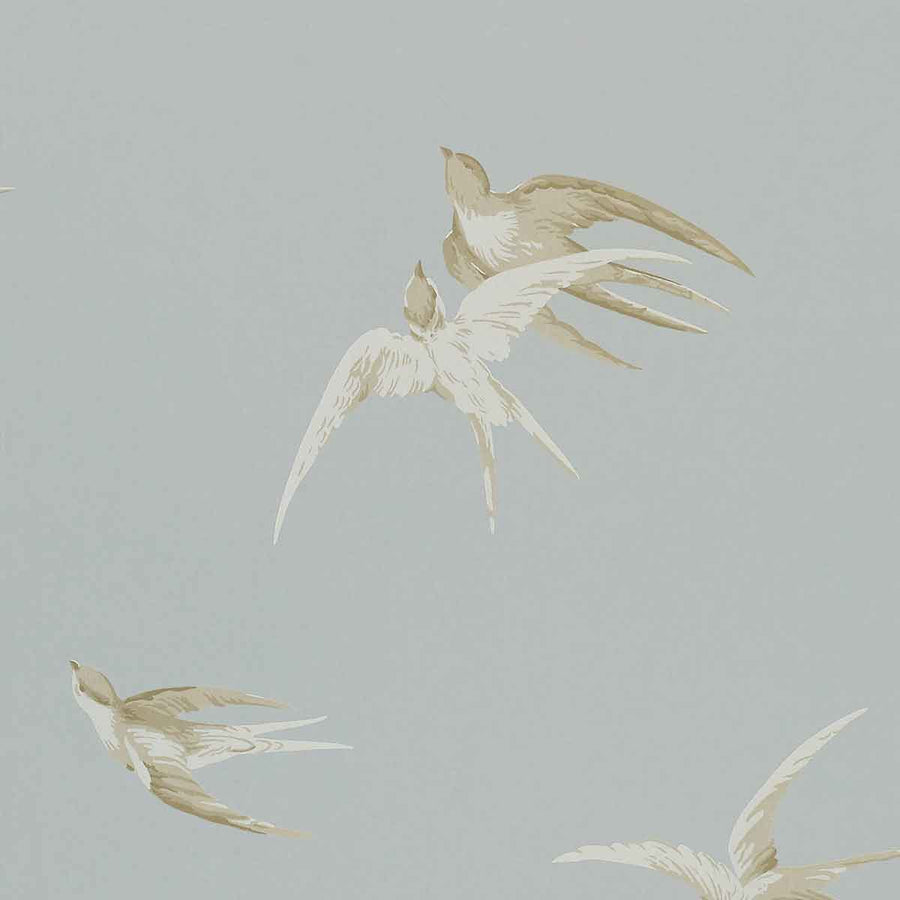 Swallows Silver Wallpaper by Sanderson - DVIWSW104 | Modern 2 Interiors