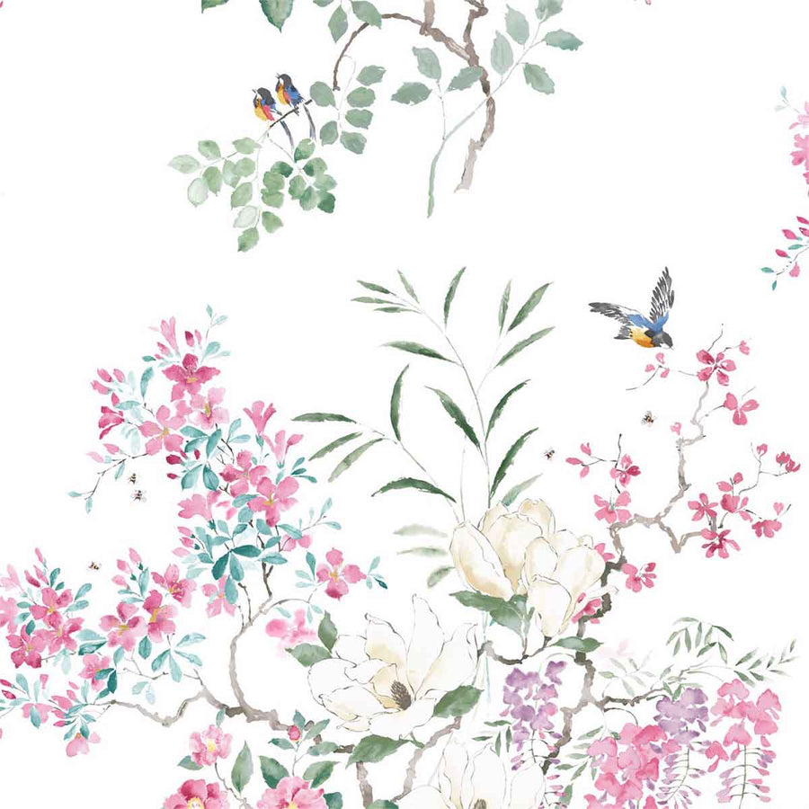 Magnolia & Blossom Panel A Blossom & Leaf Wallpaper by Sanderson - 216305 | Modern 2 Interiors