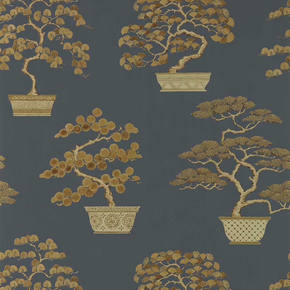 Penjing Ink Black & Gold Wallpaper by Sanderson - 217109 | Modern 2 Interiors