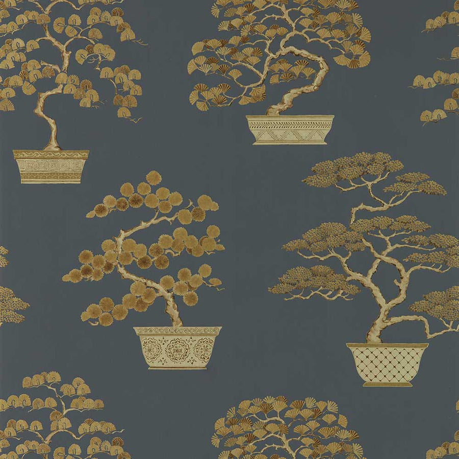 Penjing Ink Black & Gold Wallpaper by Sanderson - 217109 | Modern 2 Interiors