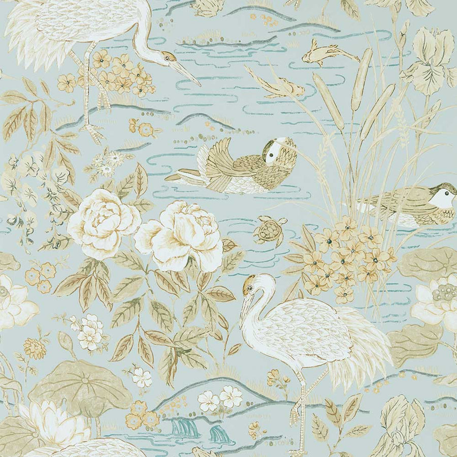 Crane & Frog Sky & Honey Wallpaper by Sanderson - 217125 | Modern 2 Interiors