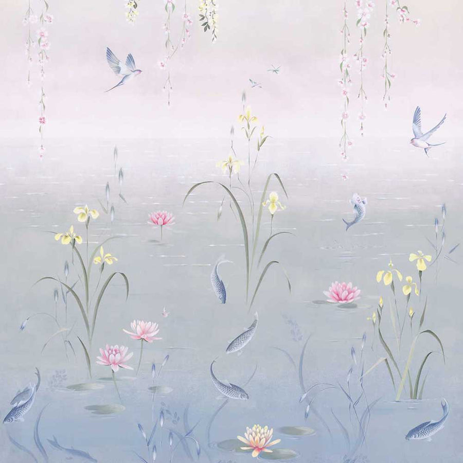 Water Garden Soft Jade & Pink Blossom Wallpaper by Sanderson - 217131 | Modern 2 Interiors