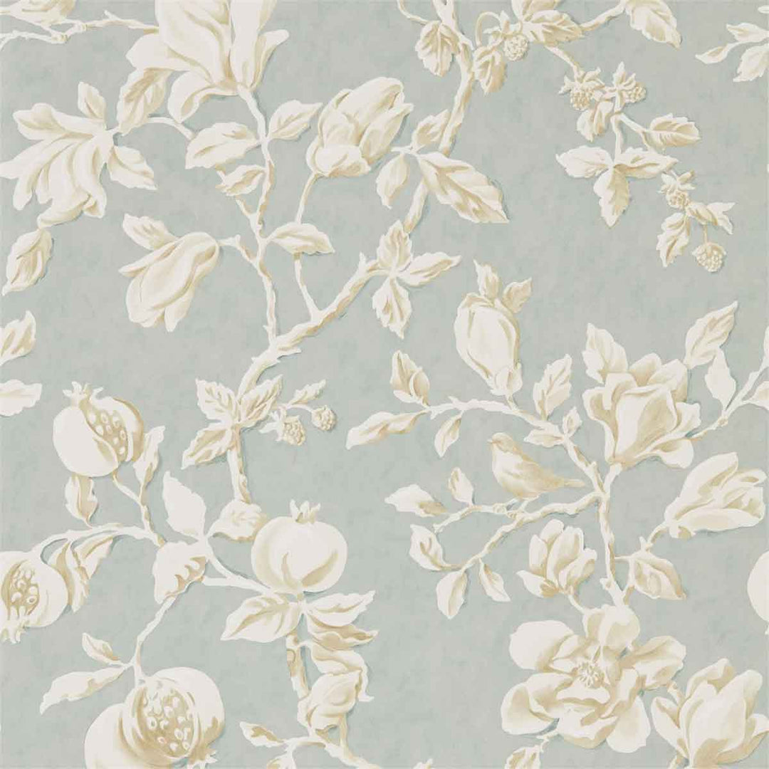 Magnolia & Pomegranate Grey Blue & Parchment Wallpaper by Sanderson - 215724 | Modern 2 Interiors