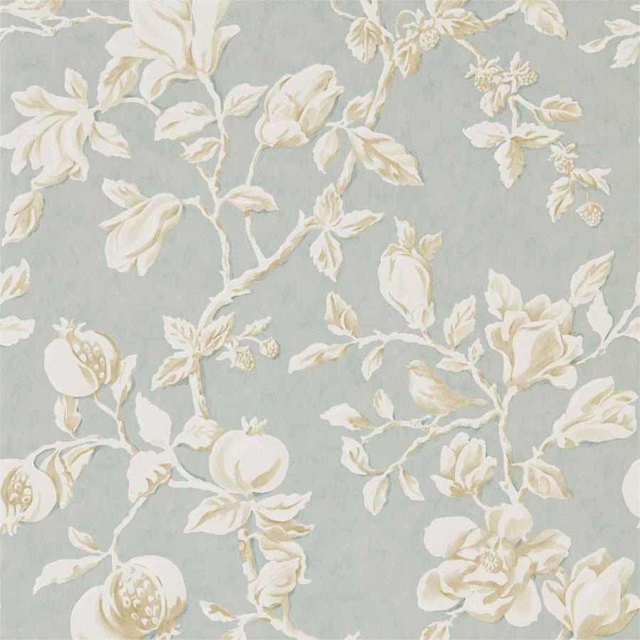 Magnolia & Pomegranate Grey Blue & Parchment Wallpaper by Sanderson - 215724 | Modern 2 Interiors