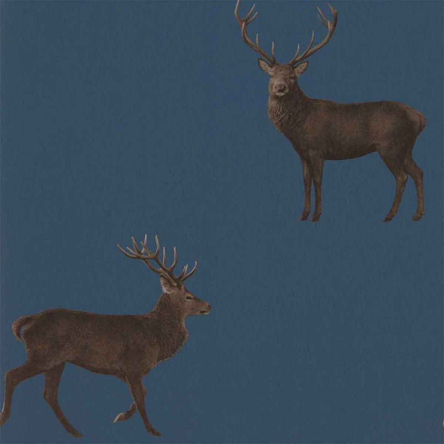 Evesham Deer Indigo Wallpaper by Sanderson - 216620 | Modern 2 Interiors