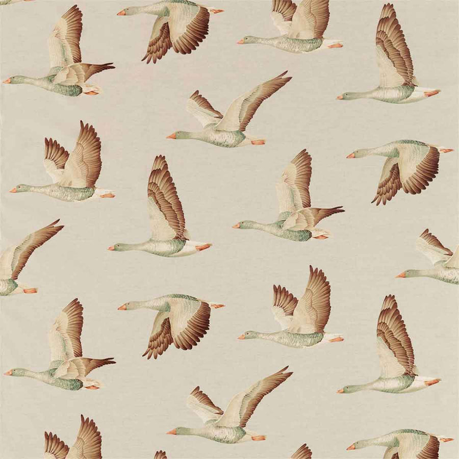 Elysian Geese Briarwood & Linen Fabric by Sanderson - 226518 | Modern 2 Interiors