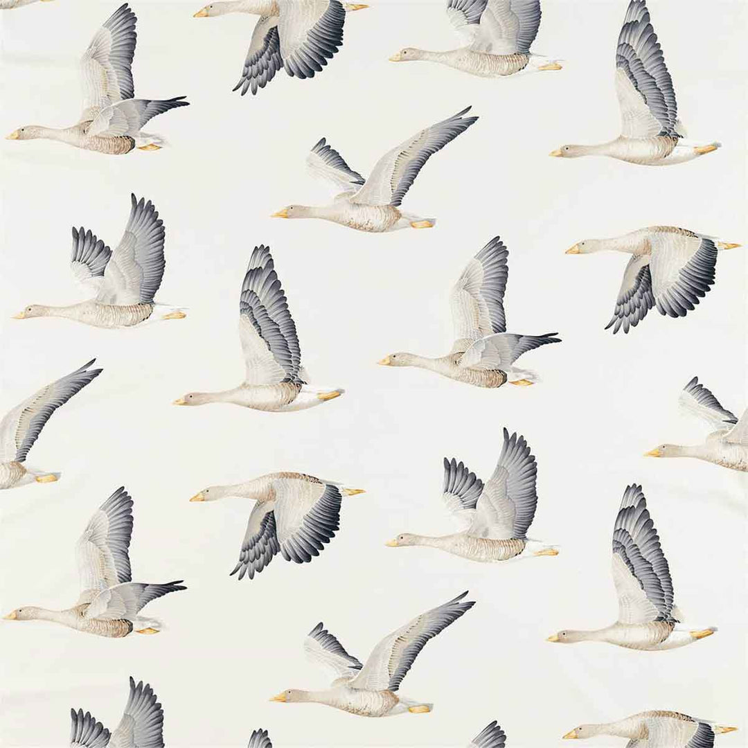 Elysian Geese Silver & Chalk Fabric by Sanderson - 226520 | Modern 2 Interiors