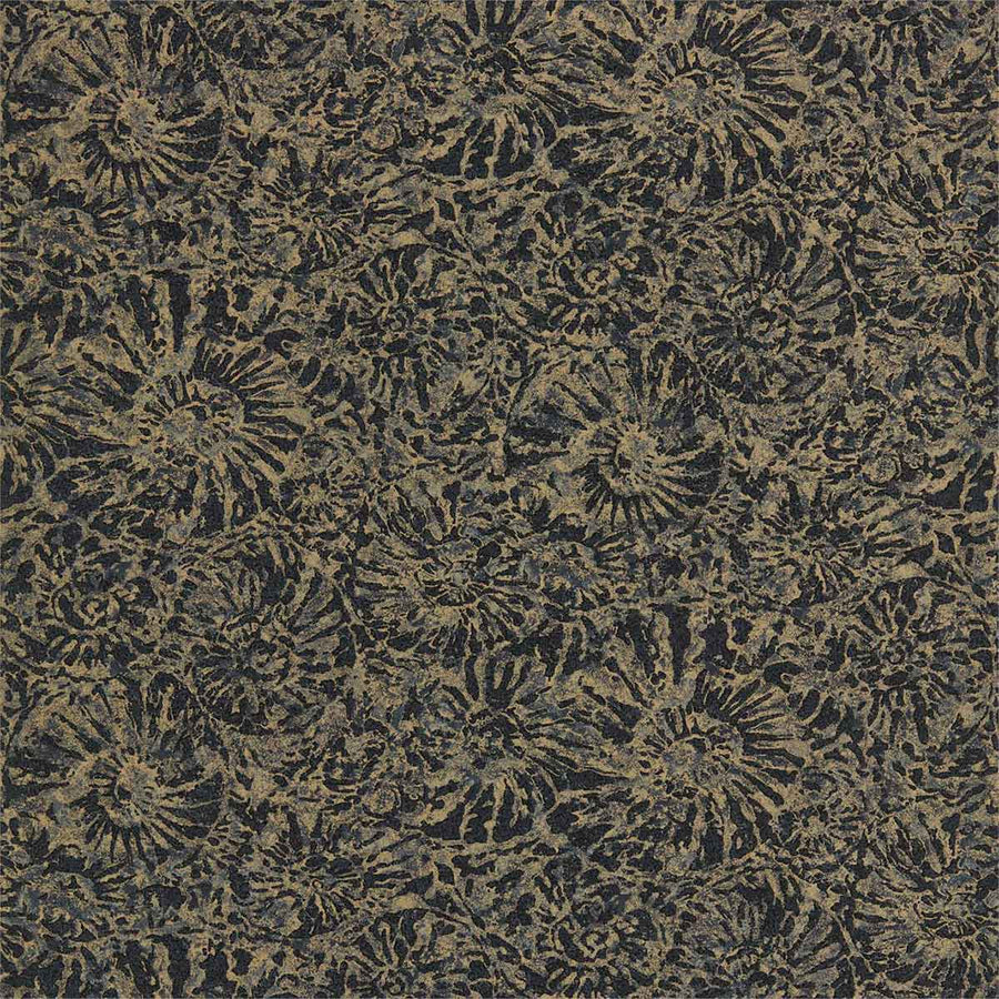 Ammonite Charcoal & Brass Wallpaper by Anthology - 112562 | Modern 2 Interiors